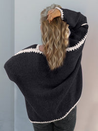 Double Take Contrast Dropped Shoulder Cardigan