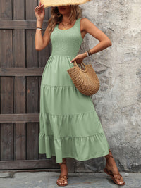 Ivy Lane Smocked Scoop Neck Sleeveless Tank Dress - Chic Innovations, LLC