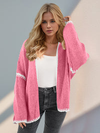 Double Take Contrast Dropped Shoulder Cardigan