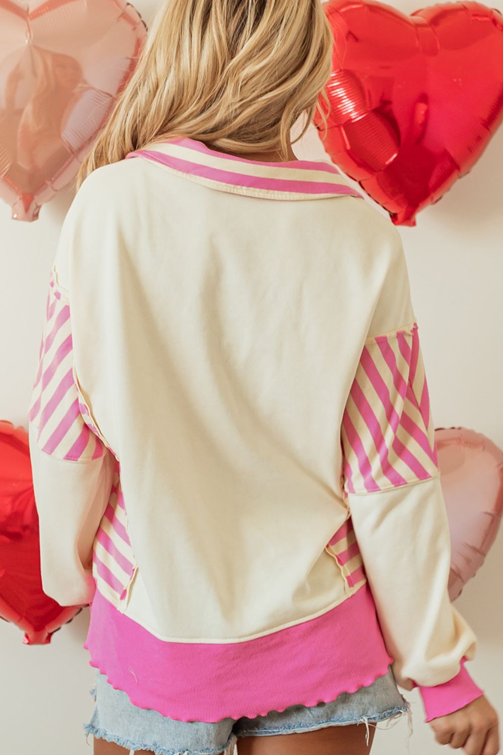 Valentine’s Day Sequin Heart Long Sleeve Sweatshirt