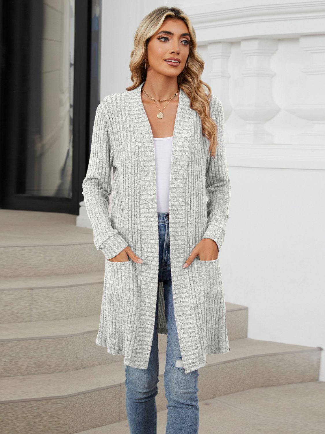 Open Front Long Sleeve Cardigan - Chic Innovations, LLC