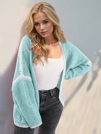 Double Take Contrast Dropped Shoulder Cardigan