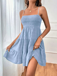 Tiered Smocked Square Neck Cami Dress - Chic Innovations, LLC