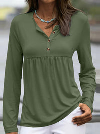 Half Button Long Sleeve T-Shirt - Chic Innovations, LLC