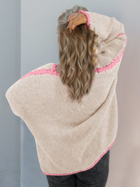 Double Take Contrast Dropped Shoulder Cardigan