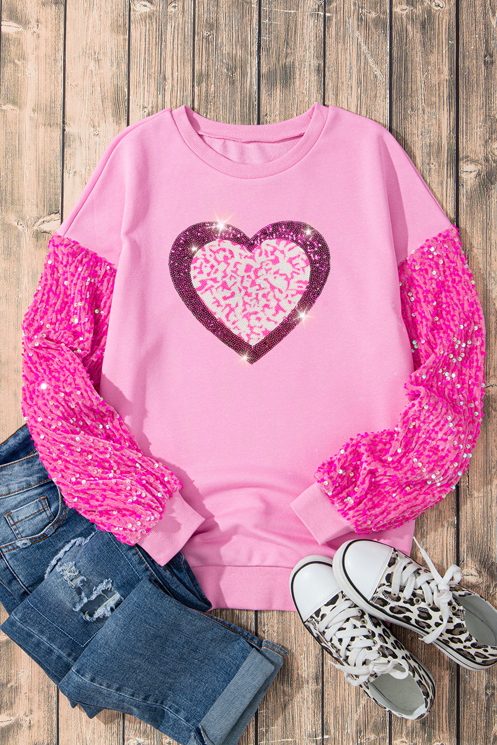 Valentine’s Day Sequin Heart Sweatshirt