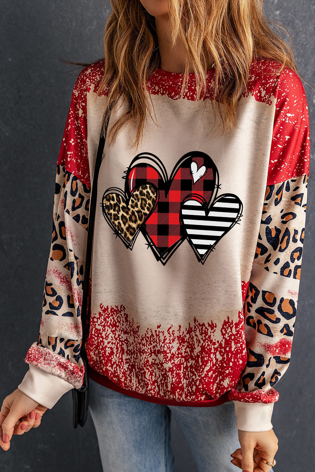 Leopard Print Heart Sweatshirt