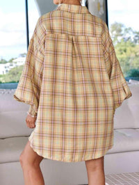 Plaid Lantern Sleeve Shirt - Chic Innovations, LLC