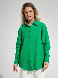 Textured Button Up Long Sleeve Shirt - Chic Innovations, LLC