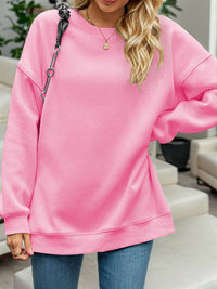 Round Neck Long Sleeve Sweatshirt - Chic Innovations, LLC