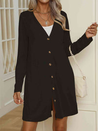 V-Neck Button Up Long Sleeve Cardigan - Chic Innovations, LLC