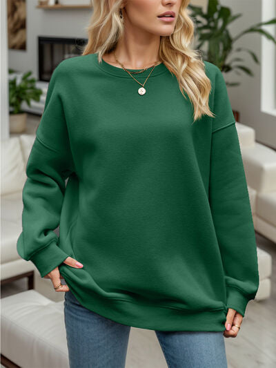 Round Neck Long Sleeve Sweatshirt - Chic Innovations, LLC