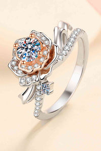 925 Sterling Silver Rose-Shaped Moissanite Ring - Chic Innovations, LLC