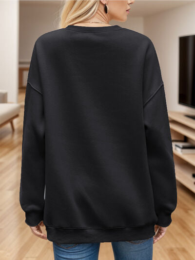 Round Neck Long Sleeve Sweatshirt - Chic Innovations, LLC