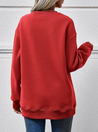 Letter Graphic Round Neck Sweatshirt - Chic Innovations, LLC