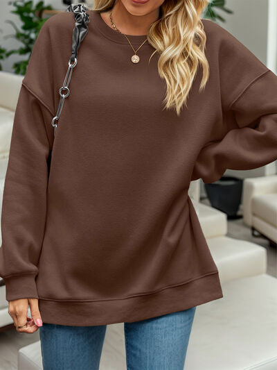 Round Neck Long Sleeve Sweatshirt - Chic Innovations, LLC