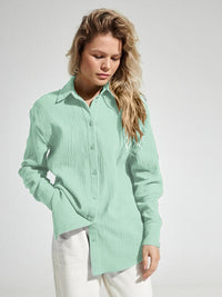 Textured Button Up Long Sleeve Shirt - Chic Innovations, LLC