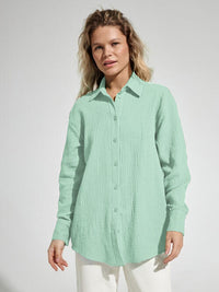 Textured Button Up Long Sleeve Shirt - Chic Innovations, LLC