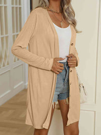 V-Neck Button Up Long Sleeve Cardigan - Chic Innovations, LLC