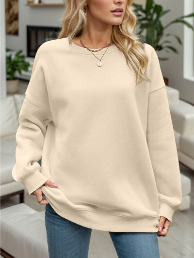 Round Neck Long Sleeve Sweatshirt - Chic Innovations, LLC