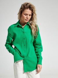 Textured Button Up Long Sleeve Shirt - Chic Innovations, LLC