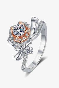 925 Sterling Silver Rose-Shaped Moissanite Ring - Chic Innovations, LLC